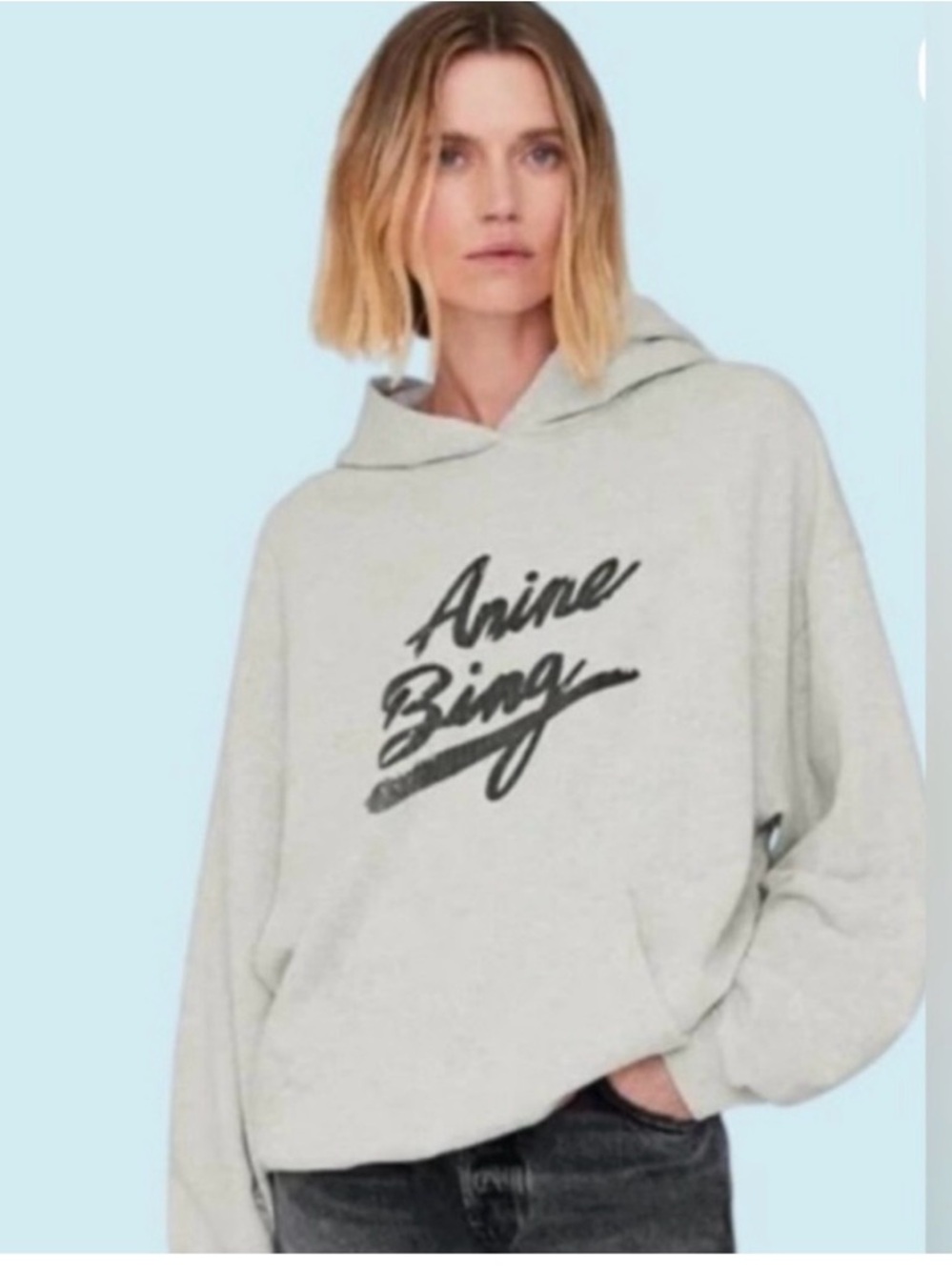 Anine Bing Harvey oversized gray Pullover with Script Tag - Picture 2 of 6